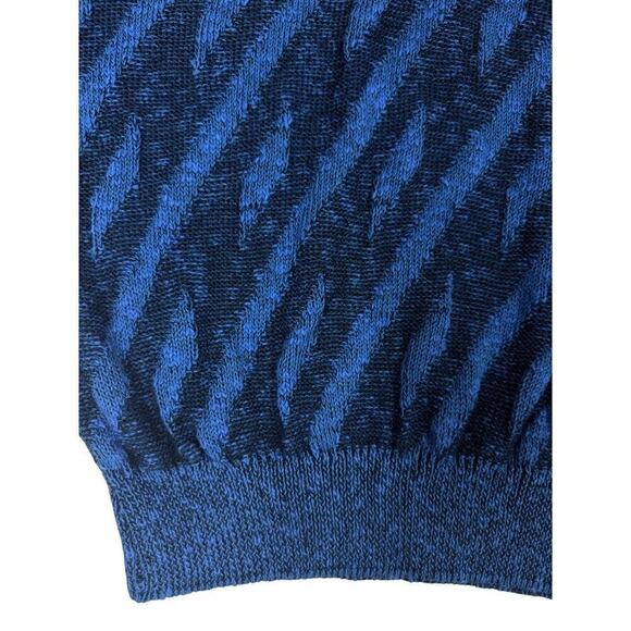VTG Franco Ziche Italy Blue /Black Cotton Sweater Tundra Coogi Style 80s 90s XL - Picture 9 of 9